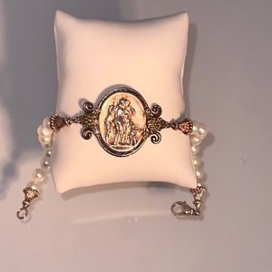 Tagliamonte 925 and 14K gold bracelet. 3 graces and a cupid